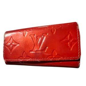 Louis Vuitton Red Epi Monogram Key Holder Wallet Small Logo LV